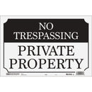 Hy-Ko 9 x 14 Black/White Aluminum Sign, No Trespassing/Private Property