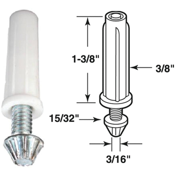 Prime-Line 3/8 In. Grooved Tip Bifold Door Bottom Pivot (2 Count)