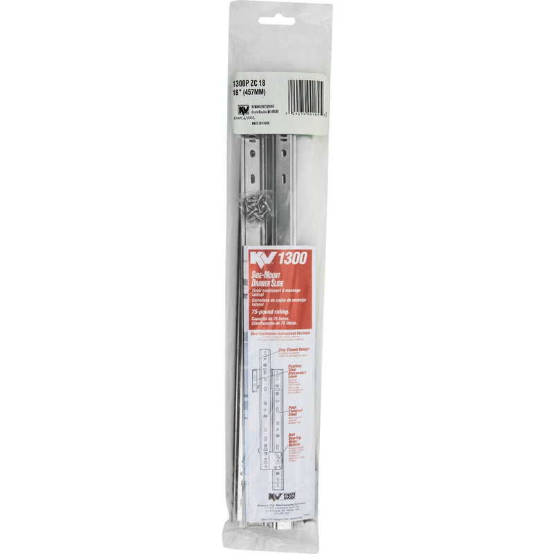 Knape & Vogt 18" 75lb Medium Duty 3/4 Extension Drawer Slide (1-Pair)