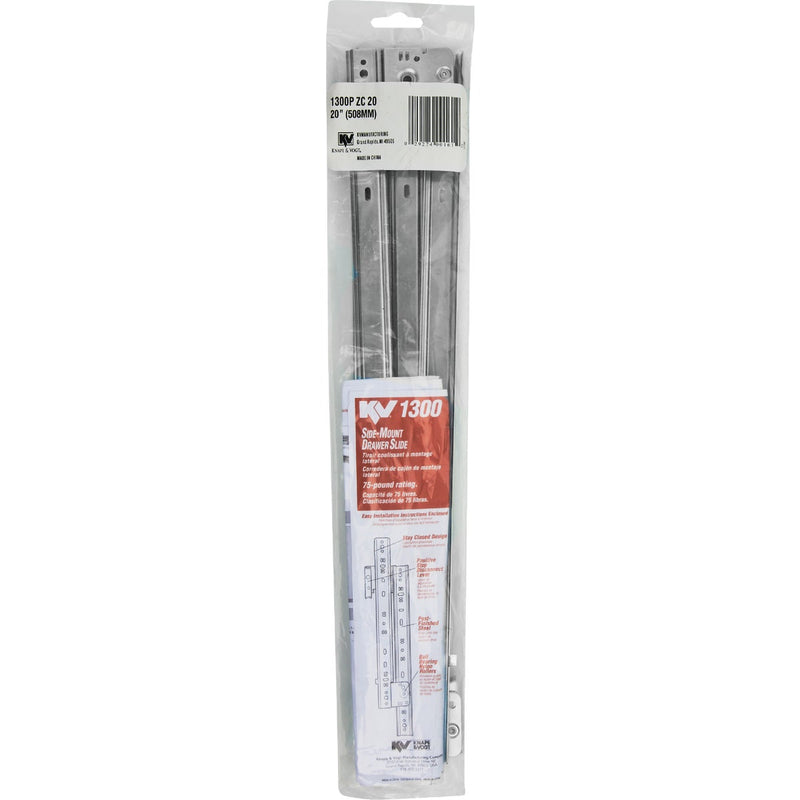 Knape & Vogt 20" 75lb Medium Duty 3/4 Extension Drawer Slide (1-Pair)