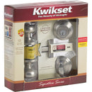 Kwikset Signature Series Juno Satin Nickel Deadbolt and Door Knob Combo