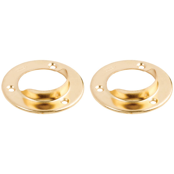 National 1-3/8 In. Steel Closet Rod Socket, Satin Brass (2-Pack)