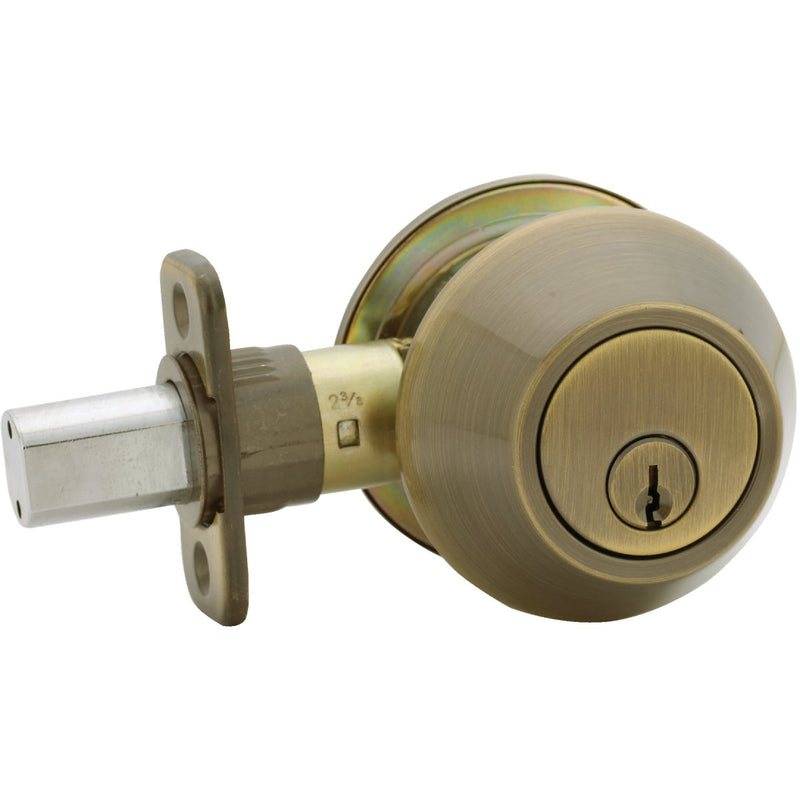 Steel Pro Antique Brass Single Cylinder Deadbolt