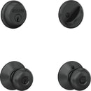 Schlage Matte Black Single Cylinder Deadbolt and Plymouth Keyed Entry Knob