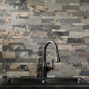 Aspect 6 In. x 24 In. Natural Stone Backsplash Peel & Stick, Medley Slate