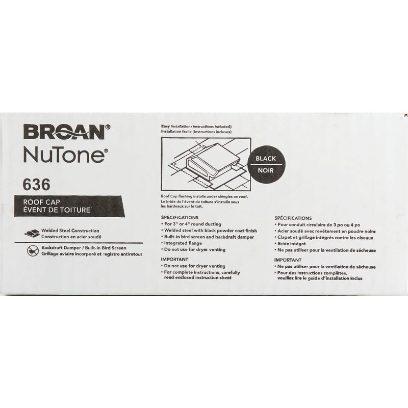 Broan-Nutone 3 In. or 4 In. Black Steel Roof Vent Cap