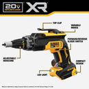 DEWALT 20V MAX XR Brushless Drywall Cordless Screwgun (Tool Only)