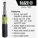 Klein Standard 7-in-1 Multi-Nut Driver with 4 In. Hollow Shank