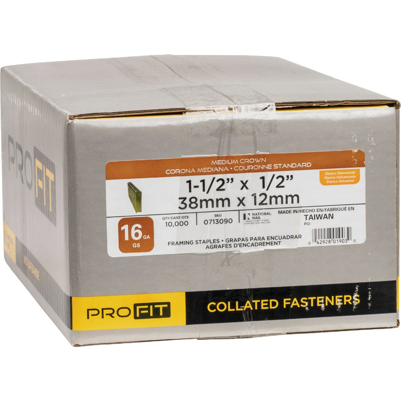 Pro-Fit 1/2 In. x 1-1/2 In. 16 Gauge Electro Galvanized GS-Style Medium Crown Staple (10,000 Ct.)
