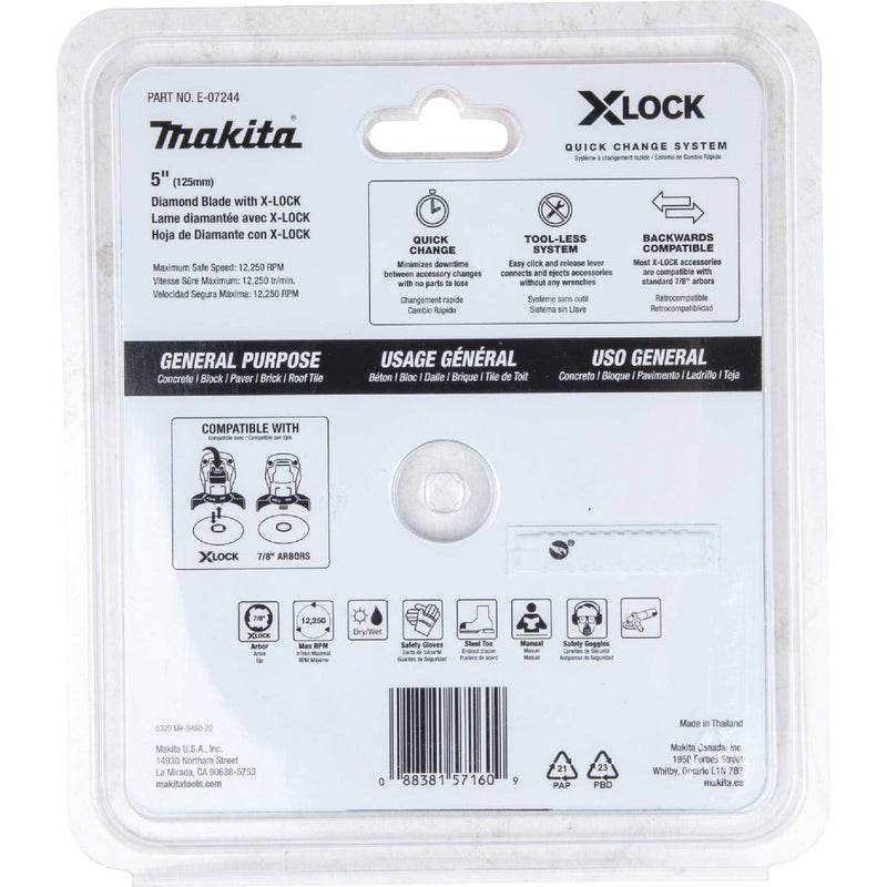 Makita X-LOCK 5 In. Turbo Rim Dry/Wet Cut Diamond Blade