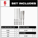 Milwaukee 6-Piece SDS Plus MX4 4-Cutter & Chisel Kit