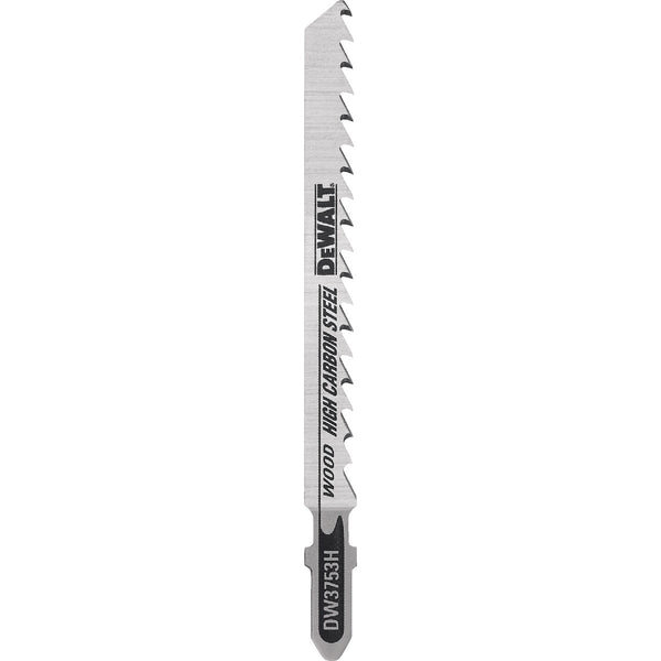 DeWalt T-Shank 4 In. x 6 TPI High Carbon Steel Jig Saw Blade, Fast/Clean Wood (5-Pack)