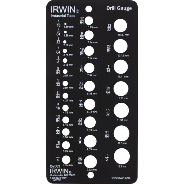 Irwin 1/16 In. to 1/2 In. Fractional Drill Gauge