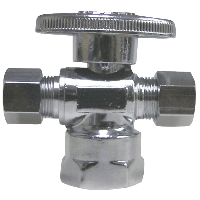 ProLine 1/2 In. FIP x 3/8 In. C x 3/8 In. C Chrome Plated Brass Dual Outlet Stop