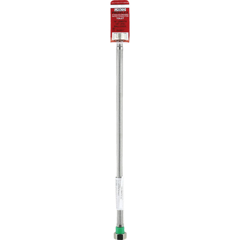 Lasco 1/2 In. IPS x 7/8 In. BC x 16 In. L Braided Stainless Steel Flex Line Toilet Connector