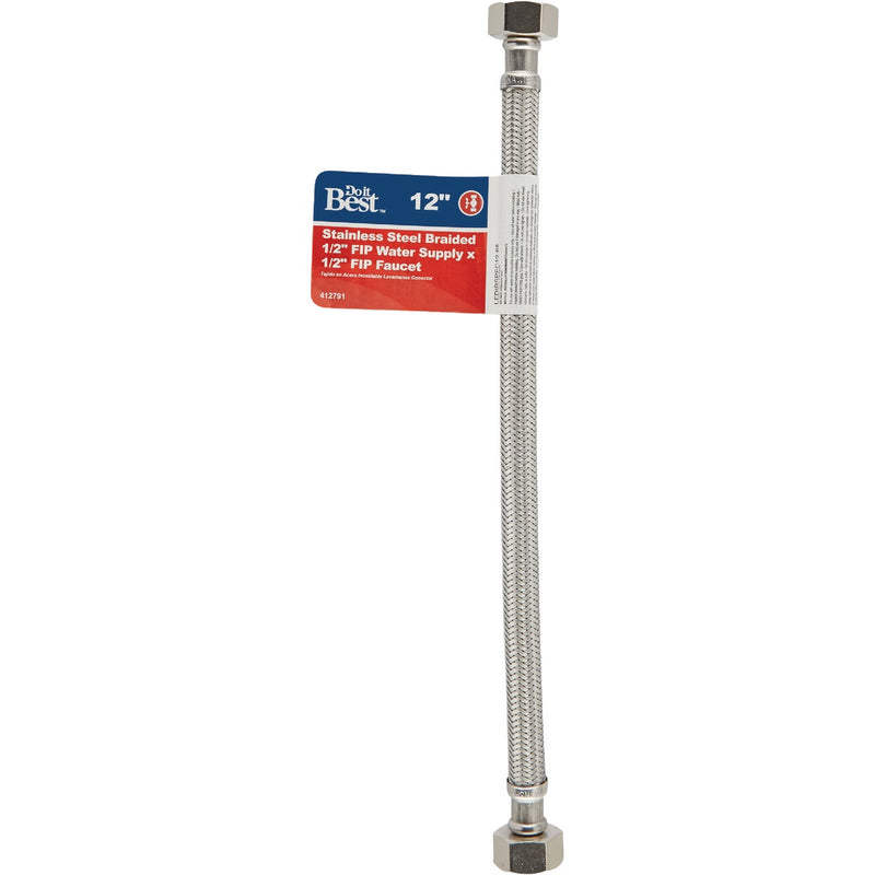 Do it Best 1/2 In. F X 1/2 In. F X 12 In. L. Braided Stainless Steel Faucet Supply Line