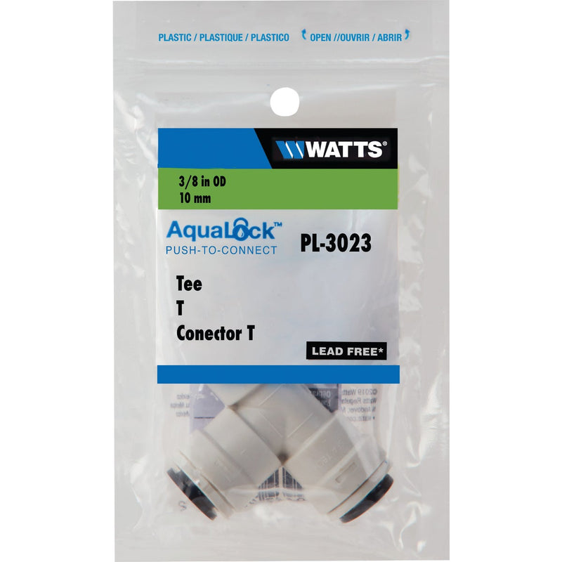 Watts 3/8 In. x 3/8 In. x 3/8 In. OD Tubing Quick Connect Plastic Tee