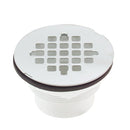 Jones Stephens 2 In. PVC Solvent Weld Shower Drain with 4-1/4 In. Stainless Steel Strainer