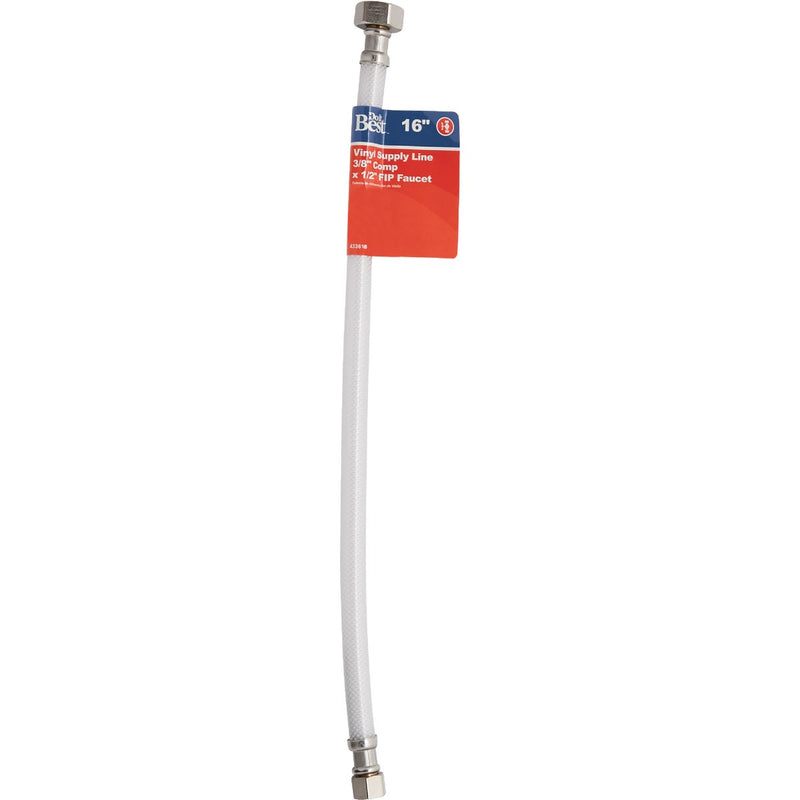 Do it Best 1/2 In. F X 3/8 In. OD X 16 In. L Vinyl Faucet Connector