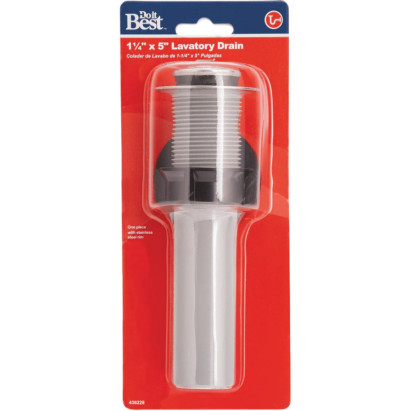 Do it Best 1-1/4 In. x 5 In. Plastic Bathroom Drain with Overflow
