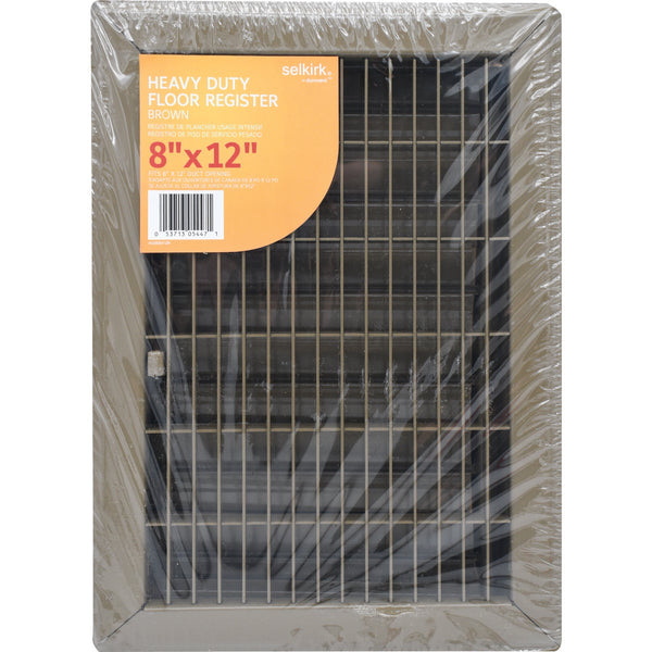 Selkirk 8 In. x 12 In. Brown Steel Floor Register