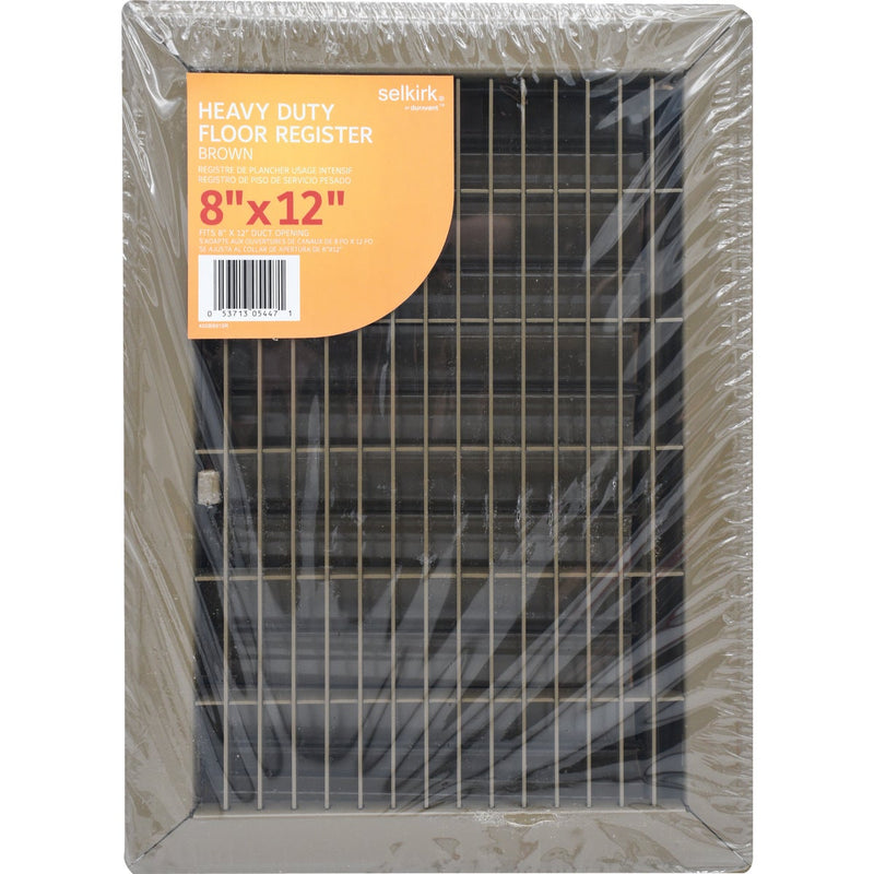 Selkirk 8 In. x 12 In. Brown Steel Floor Register