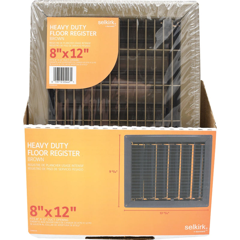 Selkirk 8 In. x 12 In. Brown Steel Floor Register