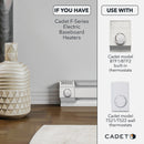 Cadet BTF Built-In Double Pole Thermostat for Electric Baseboard Heaters, White