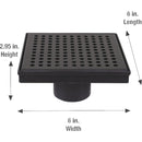 B&K 6 In. Square Shower Drain Zero Pattern Matte Black