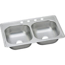 Elkay Dayton 33 In. x 19 In. x 6-7/16 In. Equal Double Bowl Drop-In Kitchen Sink, Stainless Steel