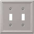 Amerelle Chelsea 2-Gang Stamped Steel Toggle Switch Wall Plate, Brushed Nickel