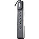 Woods 6-Outlet 1440J Black Surge Protector Strip with 4 Ft. Cord