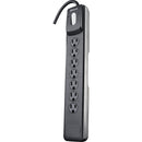 Woods 7-Outlet 1440J Black Surge Protector Strip with 10 Ft. Cord
