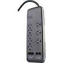 Woods 8-Outlet 3540 J Black Surge Protector Strip with 6 Ft. Cord