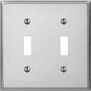 Amerelle PRO 2-Gang Stamped Steel Toggle Switch Wall Plate, Polished Chrome