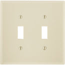 Leviton 2-Gang Smooth Plastic Mid-Way Toggle Switch Wall Plate, Ivory