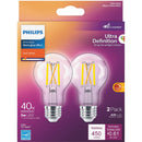 Philips Warm Glow 40W Equivalent Soft White A19 Medium Dimmable LED Light Bulb (2-Pack)