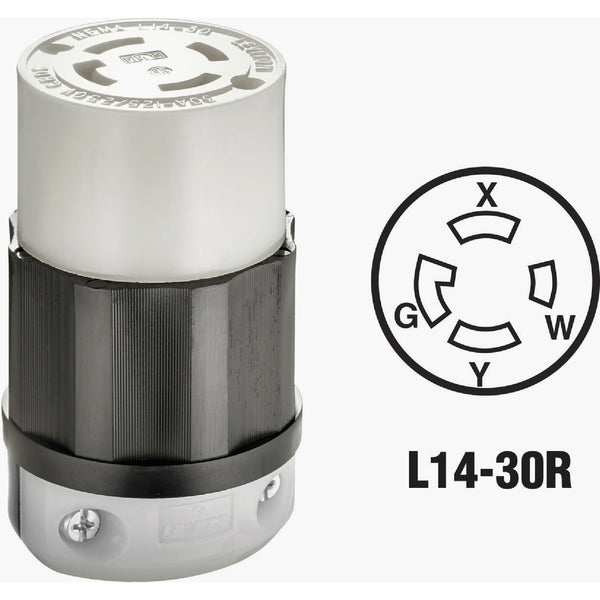 Leviton 30A 125V/250V 4-Wire 3-Pole Industrial Grade L14-30R Locking Cord Connector