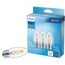 Philips 40W Equivalent Daylight B11 Medium Clear LED Decorative Light Bulb (3-Pack)