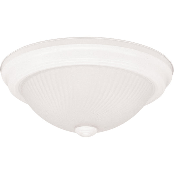 Home Impressions 13 In. White Incandescent Flush Mount Ceiling Light Fixture with Frosted Swirl Glass