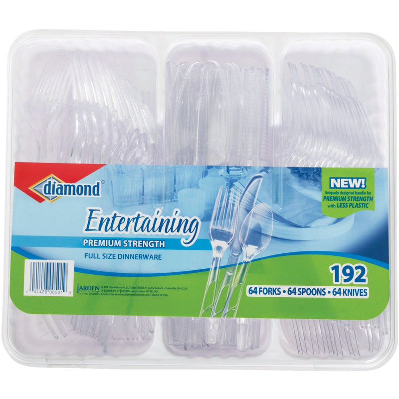 Diamond Clear Plastic Cutlery Set (192 Piece)