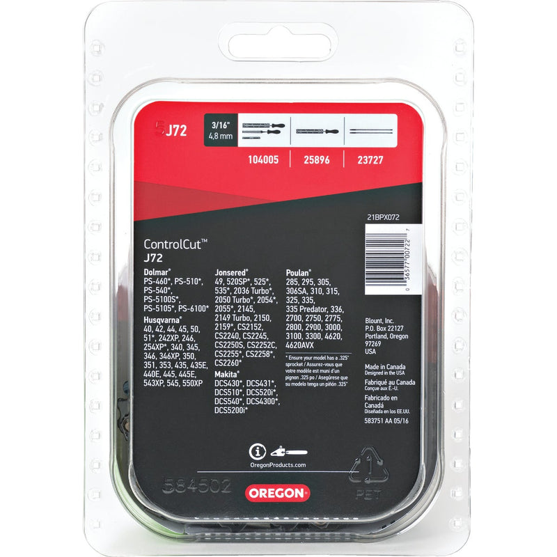 Oregon J72 ControlCut Saw Chain for 18 in. Bar - 72 Drive Links - fits Husqvarna, Jonsered, Makita, Poulan and others