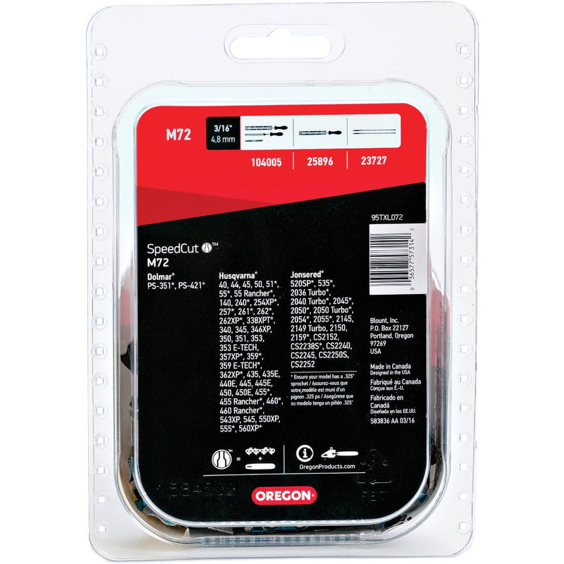 Oregon M72 SpeedCut Chainsaw Chain for 18-Inch Bar -72 Drive Links  fits Husqvarna, Dolmar, Jonsered and more