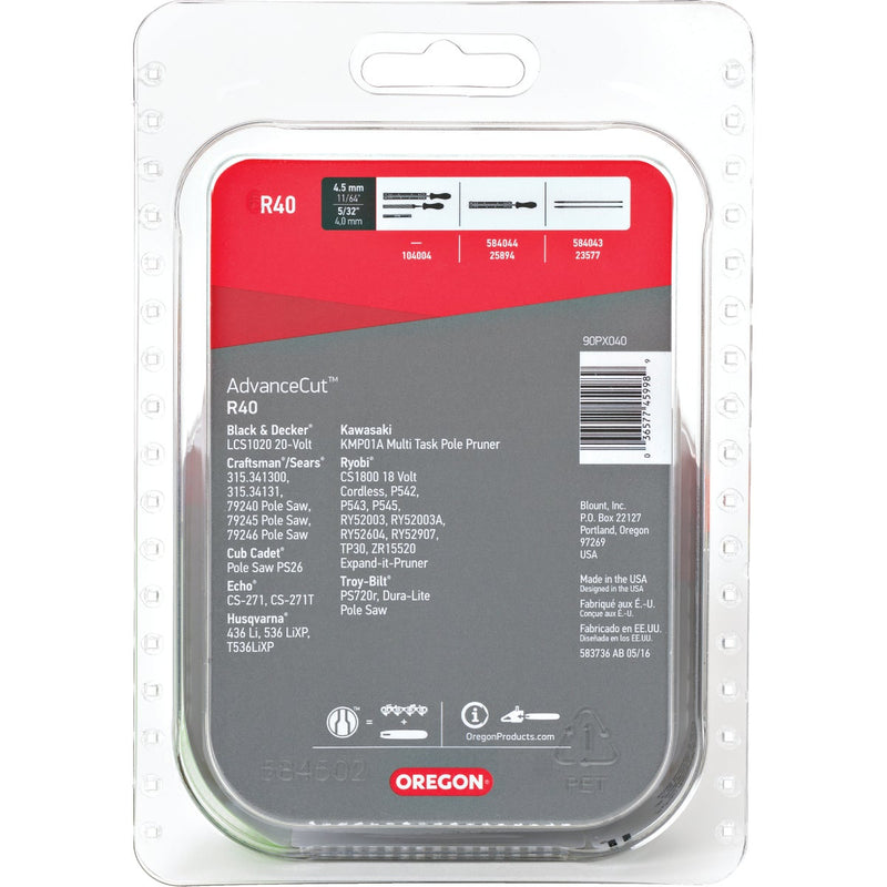 Oregon R40 AdvanceCut Chainsaw Chain for 10 In. Bar - 40 Drive Links