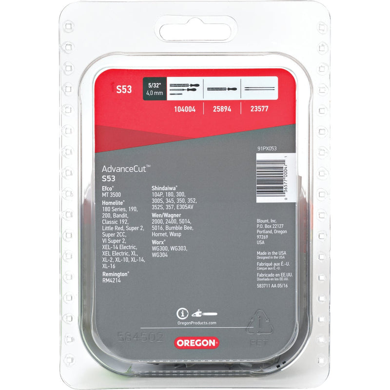 Oregon S53 AdvanceCut Saw Chain for 14 in. Bar - 53 Drive Links - fits Craftsman, Homelite, Shindaiwa and more