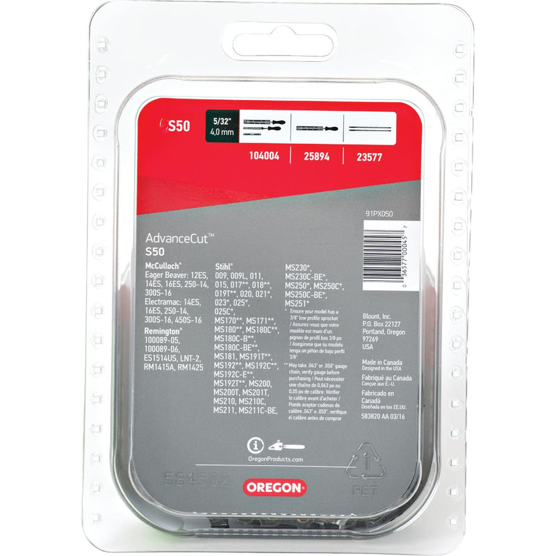Oregon S50 AdvanceCut Saw Chain for 14 in. Bar - 50 Drive Links - fits Stihl, Remington, McCulloch, Craftsmand Homelite and more
