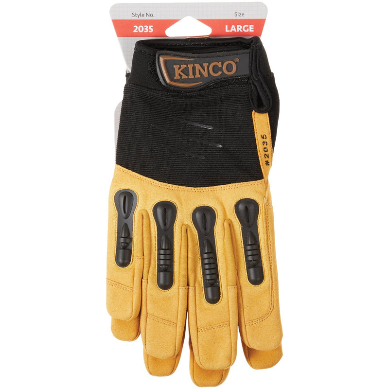 KincoPro Foreman Men's Large Black & Tan Suede Synthetic Leather Work Glove