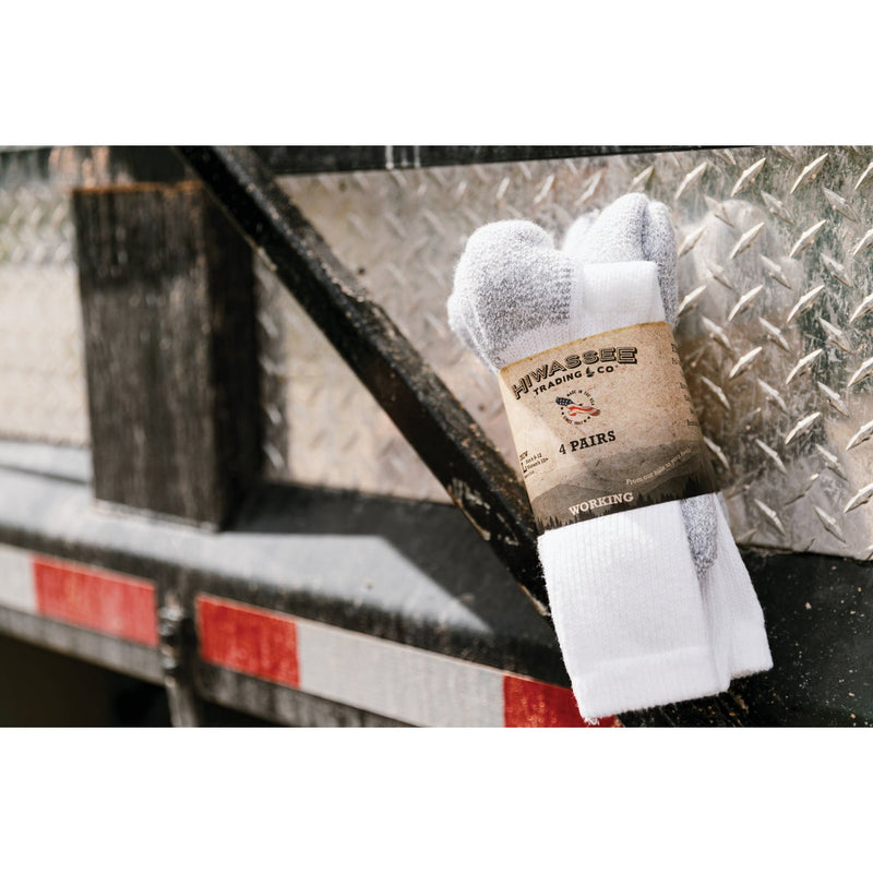 Hiwassee Trading Company Working Series Large White Crew Sock (4-Pack)