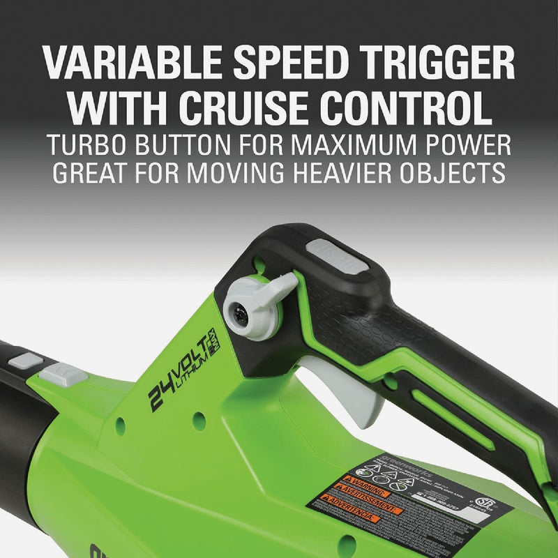 Greenworks 24V 450 CFM 110 MPH Cordless Brushless Handheld Leaf Blower with 4.0 Ah Battery & Charger