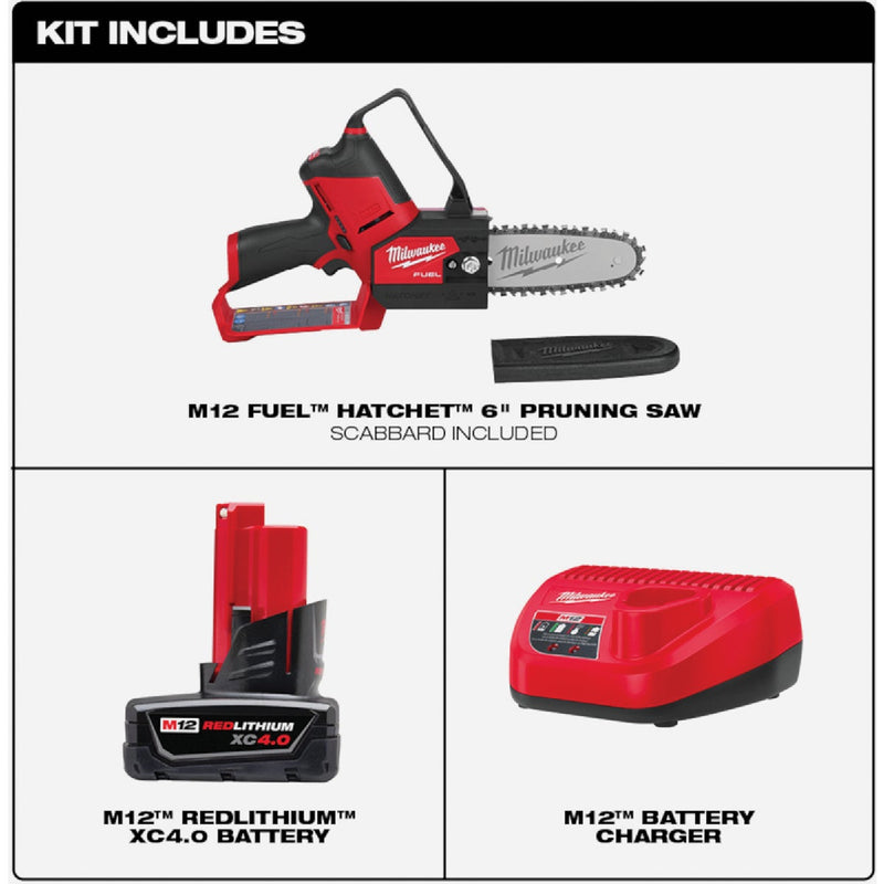 Milwaukee M12 FUEL HATCHET Brushless 6 In. Cordless Pruning Saw Kit with 4.0 Ah Battery & Charger